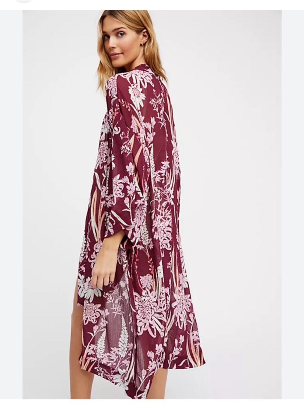 Free people  Burgundy Kimono duster- Lightweight Women's Lounge Cover-Up